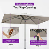 PURPLE LEAF Semi-Auto Outdoor Market Table Umbrella with Heavy-Duty Fabric