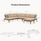 PURPLE LEAF Sicilia U-Shaped Modular Outdoor Sectional with Sunbrella Khaki Cushions Flexible Layout for Commercial Outdoor Spaces