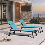 PURPLE LEAF Outdoor Lounge Chair Patio Chaise Pool Lounger Aluminum Frame with Side Table and Wheels for Outside Sunbathing Tanning Recliner Including Pillows