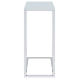 Stella White Glass Top C-Shaped Sofa Side Table Chrome