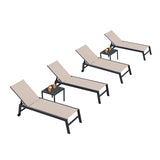 PURPLE LEAF Patio Chaise Lounge Textilene Pool with Wheels Sunbathing Chair for Outdoor, Beach, Yard, Side Table Included