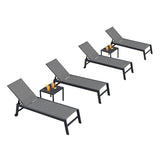 PURPLE LEAF Patio Chaise Lounge Textilene Pool with Wheels Sunbathing Chair for Outdoor, Beach, Yard, Side Table Included
