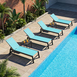 PURPLE LEAF Patio Chaise Lounge Textilene Pool with Wheels Sunbathing Chair for Outdoor, Beach, Yard, Side Table Included