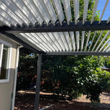 PURPLE LEAF Caesar Outdoor Louvered Pergola Patio Sun Shade Shelter with Adjustable Hardtop Patio Pergola Gray Frame White Roof