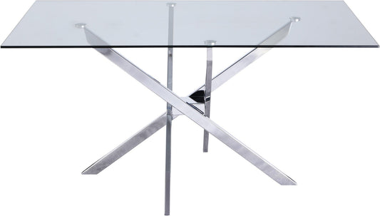 Xander Glass Dining Table with Chrome Base - Elegant Contemporary Design for Modern Homes!