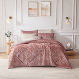 Crushed Velvet 4-Piece Comforter or Duvet Cover Set, Blush