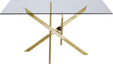 Xander Contemporary Dining Table with Elegant Tempered Glass Top and Stunning Metal Base Design