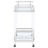 Jefferson 2-tier Glass Shelf Acrylic Bar Cart Chrome