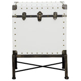 Nancy Upholstered Vintage Side Table Storage Trunk White