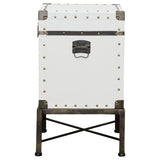 Nancy Upholstered Vintage Side Table Storage Trunk White