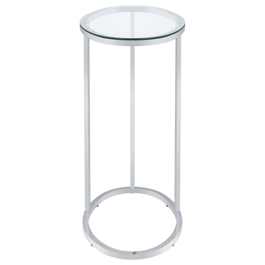 Kyle Oval Glass Top C-Shaped Sofa Side Table Chrome