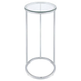 Kyle Oval Glass Top C-Shaped Sofa Side Table Chrome