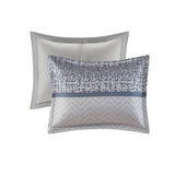 Jacquard Stripe Mosaic 7-Piece Comforter Set, Navy Blue
