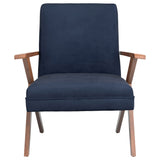 Cheryl Upholstered Wood Arm Accent Chair Dark Blue