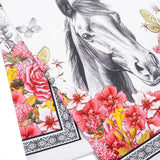 Rocky Horse Floral Cotton Tea Towel With Hanger