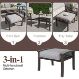 Durable Iron Patio Footstool with Cushions For Relaxation