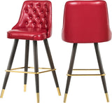 Portnoy Elegant Faux Leather Counter/Bar Stool Set with Button Tufting and Gold Accents, 2-Pack