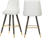 Portnoy Elegant Faux Leather Counter/Bar Stool Set with Button Tufting and Gold Accents, 2-Pack