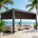 Solar Crank Outdoor Roller Shade with Teslin, No Cassette