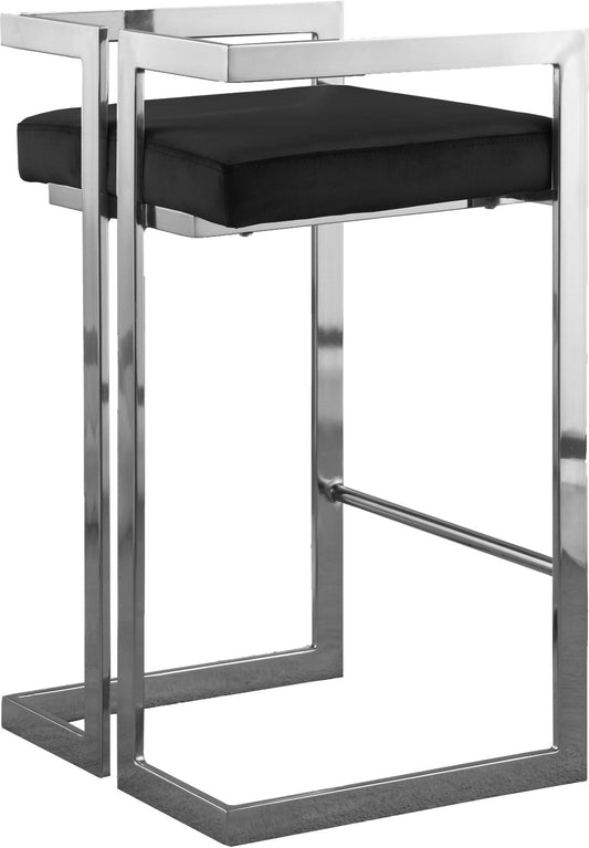 Ezra Velvet Counter Stool Set of 2 - Modern Design with Chrome Base for Stylish Home Bar Decor
