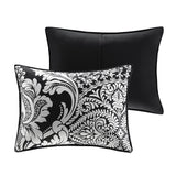 Traditional 7-Piece Cotton Comforter Set, Black