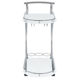 Elfman 2-tier Glass Shelf Metal Bar Cart White and Chrome