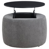 Tesoro Round Upholstered Lift Top Storage Ottoman Grey