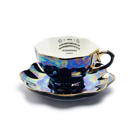Ouija Board Black Gold Luster Tea Cup & Saucer