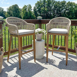 PURPLE LEAF Outdoor Bar Stools Rattan Bar Stools Counter Stools with Back and Cushions  for Patio, Garden, Kitchen
