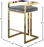 Ezra Velvet Counter Stool Set of 2 - Modern Design with Chrome Base for Stylish Home Bar Decor