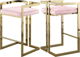 Ezra Velvet Counter Stool Set of 2 - Modern Design with Chrome Base for Stylish Home Bar Decor