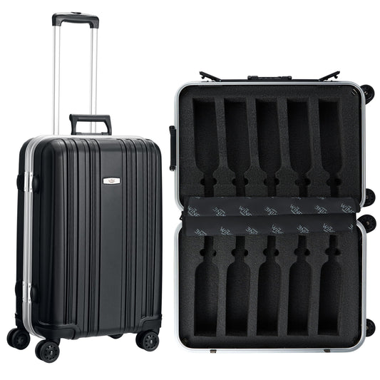 Wine Bottle Suitcase Aluminum | Holds 12 Standard 750 ML Bottles (26 IN)