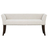 49.5" Low Back Flared Arms Upholstered Bench, Cream