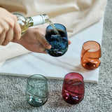 Khen Unbreakable Aerating Stemless Wine Glasses - Set of 4-13 oz Pastel Glass
