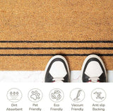 Beige Coir Doormat with Stripes – 17x30" Basic Plain