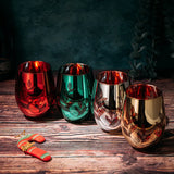 Multicolor 4-Piece Tree Stemless Wine & Water Glasses (Stemless)