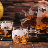 Etched World Map Globe Whiskey Decanter Set 750ml