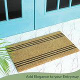 Beige Coir Doormat with Stripes – 17x30" Basic Plain