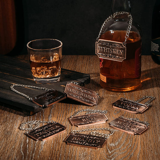 Decanter Tags Copper Set of 8 for Alcohol
