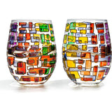 Renaissance Stained Glass Windows, (Stemless Wine Glasses)
