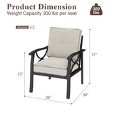2 Pieces Outdoor Single Sofa, Patio Metal Armchair