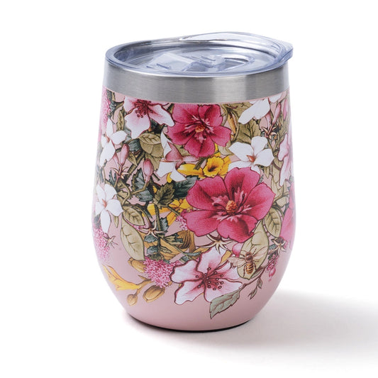 Pink Floral Bouquet Wine Tumbler 10 oz