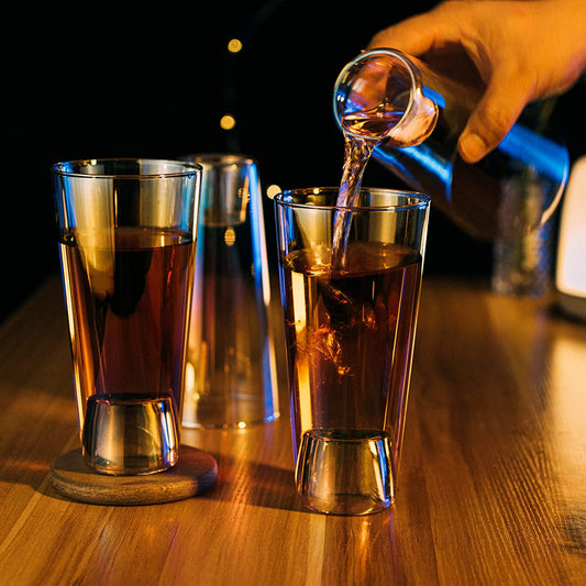 Shot in the Pint Glass, Take a Shot Funny Beer Glass/Mug 4-Set 7"H