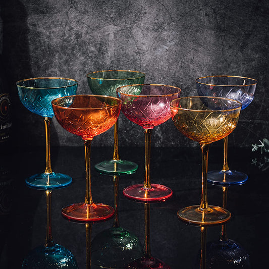 Vintage Art Deco Coupe for Champagne | Set of 6 | 7 oz