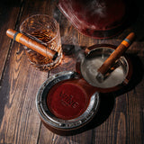 Luxurious Cigar Glass - In A Leather Horseshoe Storage Case