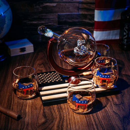Democratic Party Wine & Whiskey Decanter Set
