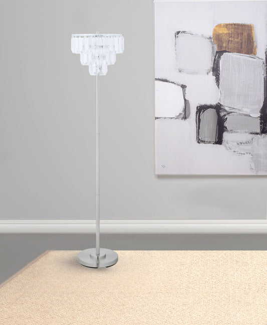 Anya 61-inch Hanging Crystal Metal Floor Lamp Chrome