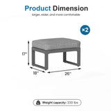 2-Piece Outdoor Ottoman Set, Aluminum Frame with Cushions