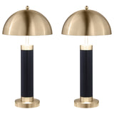 Conroe 28-inch Dome Shade Pillar Table Lamp Black (Set of 2)