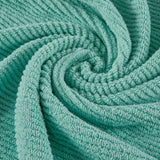6pcs 100% Cotton Quick-Dry Ribbed Towel Set, Turquoise